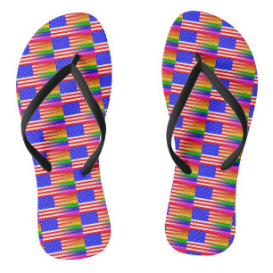 Amerikanische Flagge für Gay Rainbow Wall Flip Flops