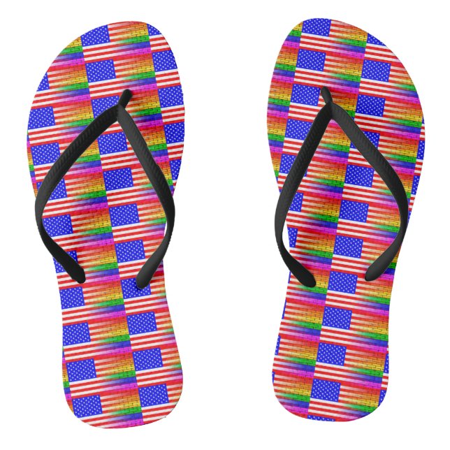 Amerikanische Flagge für Gay Rainbow Wall Flip Flops (Fußbett)