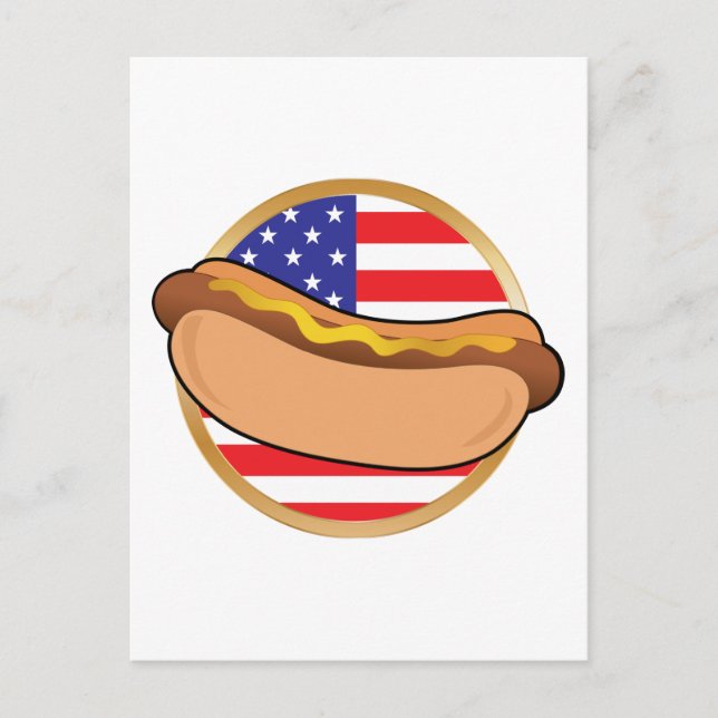 Amerikanische Flagge für Hot Dog Postkarte (Vorderseite)