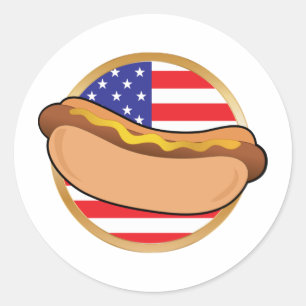 Amerikanische Flagge für Hot Dog Runder Aufkleber