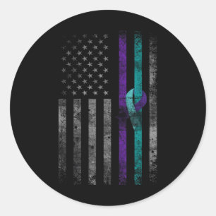 Amerikanische Flagge für psychische Gesundheit - S Runder Aufkleber