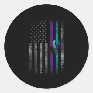 Amerikanische Flagge für psychische Gesundheit - S Runder Aufkleber
