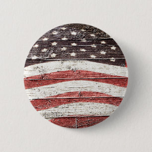 Amerikanische Flagge für rustikale Holztextur Button