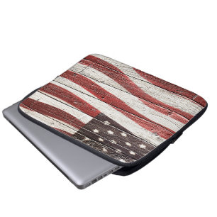 Amerikanische Flagge für rustikale Holztextur Laptopschutzhülle