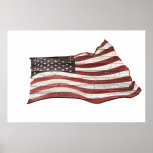 Amerikanische Flagge für rustikale Holztextur Poster