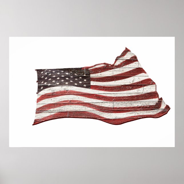 Amerikanische Flagge für rustikale Holztextur Poster (Vorne)