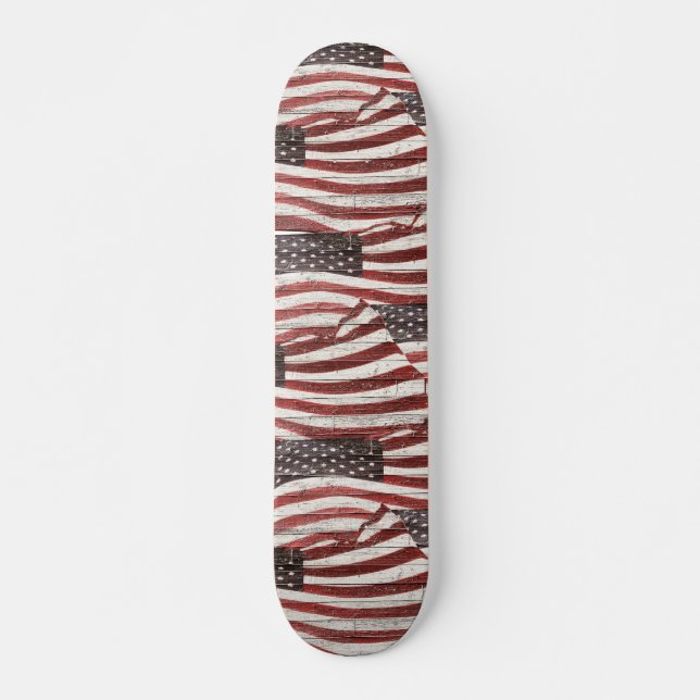 Amerikanische Flagge für rustikale Holztextur Skateboard (Vorne)