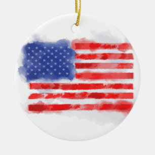 Amerikanische Flagge für Veteranen und Patrioten Keramik Ornament