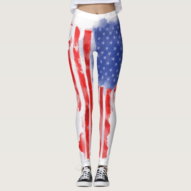 Amerikanische Flagge für Veteranen und Patrioten Leggings (Vorderseite)