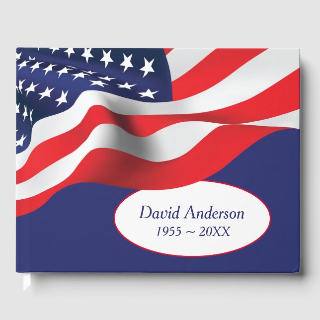 Amerikanische Flagge für Veteranenbegräbnis Gästebuch (Vorderseite)