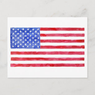 Amerikanische Flagge für Wasserfarben Postkarte