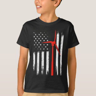 Amerikanische Flagge für Windkrafttechniker T-Shirt