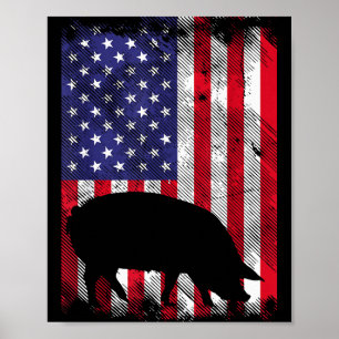 Amerikanische Flagge G Vintage-Farmtier Patriotisc Poster