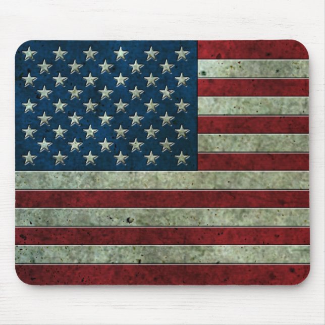 Amerikanische Flagge gealterter Stahleffekt Mousepad (Vorne)