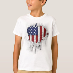 Amerikanische Flagge, gerippt, gerippt und verdreh T-Shirt