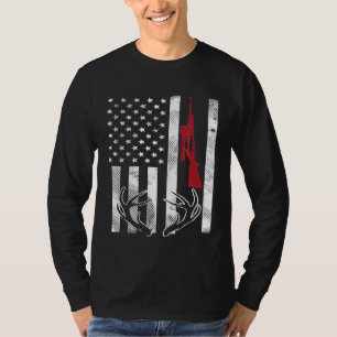 Amerikanische Flagge Geweih Vintage Hirsch Jagd Hu T-Shirt