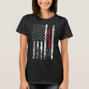 Amerikanische Flagge Geweih Vintage Hirsch Jagd Hu T-Shirt