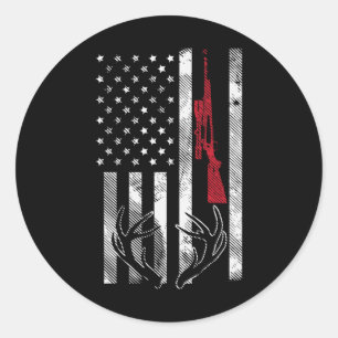 Amerikanische Flagge Geweih Vintage Hirschjagd Hu Runder Aufkleber