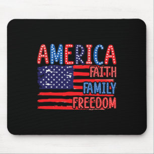 Amerikanische Flagge Glaube Familie Freiheit 4. Ju Mousepad
