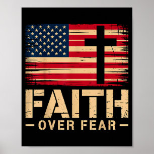 Amerikanische Flagge Glaube über Angst Christlich Poster