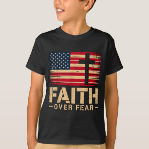 Amerikanische Flagge Glaube über Angst Christlich T-Shirt