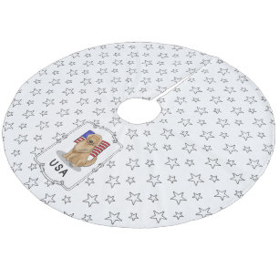Amerikanische Flagge Golden Retriever Dog Fleece Weihnachtsbaumdecke