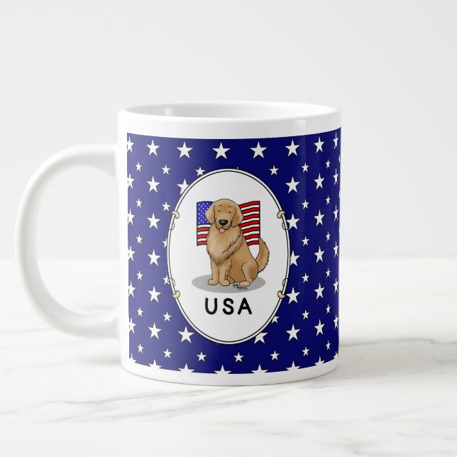Amerikanische Flagge Golden Retriever Dog Patrioti Jumbo-Tasse (Links)