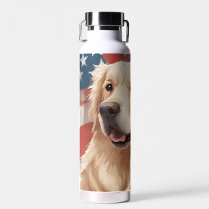Amerikanische Flagge Golden Retriever Trinkflasche