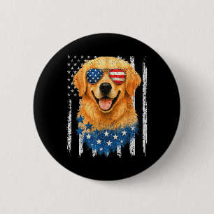 Amerikanische Flagge Golden Retriever USA Retro 4. Button