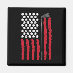 Amerikanische Flagge Golf und Club Vintage Golfen  Magnet