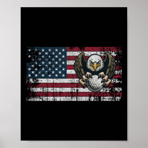 Amerikanische Flagge Golf USA Golfer Weißkopfseead Poster