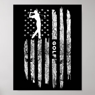 Amerikanische Flagge Golfkleidung - Golfer Vintage Poster