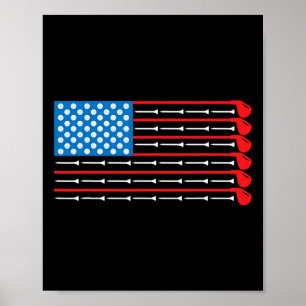 Amerikanische Flagge Golfschläger Poster