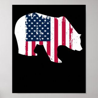 Amerikanische Flagge Grizzy Brown Bear Hunter Poster