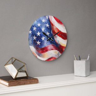 Amerikanische Flagge Große Wanduhr