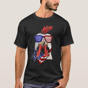 Amerikanische Flagge Hahn Huhn 4. Juli Männer Frau T-Shirt