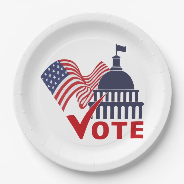 Amerikanische Flagge, Hauptstadt Abstimmung Karo M Pappteller (Vorderseite)