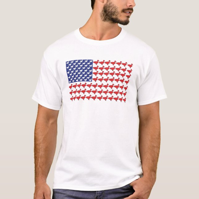 Amerikanische Flagge hergestellt aus Enten heraus T-Shirt (Vorderseite)