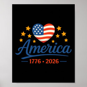 Amerikanische Flagge Herz 1776 2026 Feier Poster