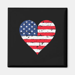Amerikanische Flagge Herz 4. Juli USA Patriotisch Magnet