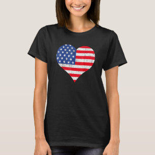 Amerikanische Flagge Herz 4. Juli USA Patriotisch  T-Shirt