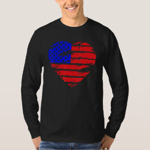 Amerikanische Flagge Herz 4. Juli USA Patriotisch T-Shirt