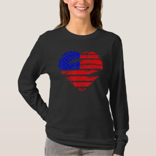 Amerikanische Flagge Herz 4. Juli USA Patriotisch T-Shirt