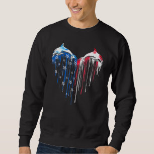 Amerikanische Flagge Herz Delphin 4. Juli Delphin Sweatshirt