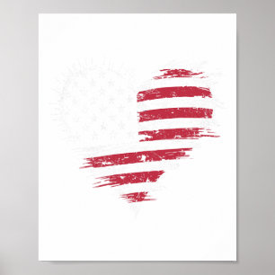 Amerikanische Flagge Herz Frauen Männer Kinder 4.  Poster