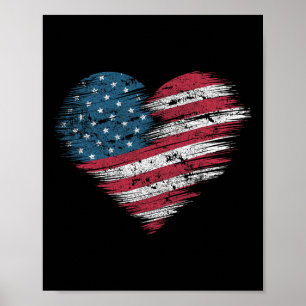 Amerikanische Flagge Herz Frauen Männer Kinder Pat Poster