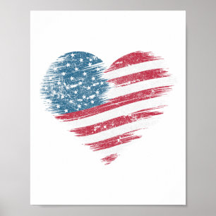 Amerikanische Flagge Herz Frauen Männer Kinder Pat Poster
