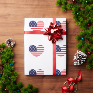 Amerikanische Flagge Herz Geschenkpapier