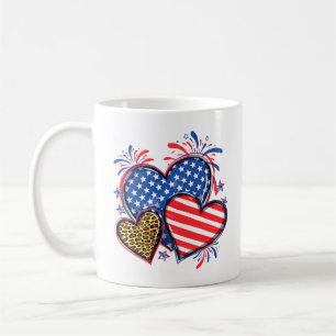 Amerikanische Flagge Herz Leopard Sublimation-6421 Kaffeetasse
