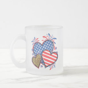 Amerikanische Flagge Herz Leopard Sublimation-6421 Mattglastasse